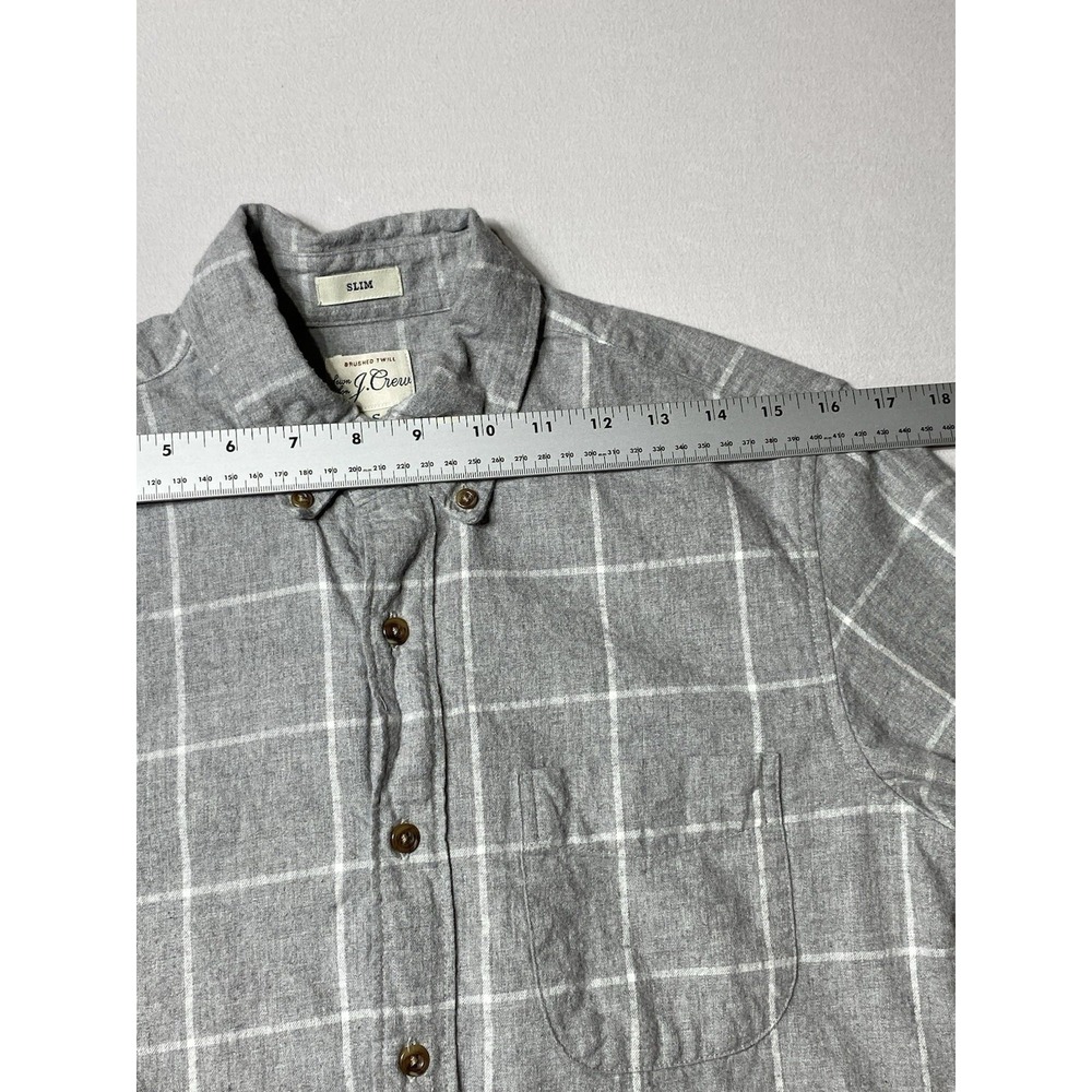 J.Crew Slim Brushed Twill Gray Windowpane Plaid Button Shirt Men's S - Picture 7 of 9
